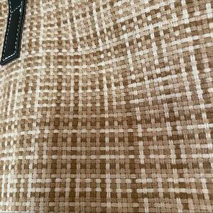 Beige/Tan Tweed Woven Tote Bag Faux Leather Handles NWOT